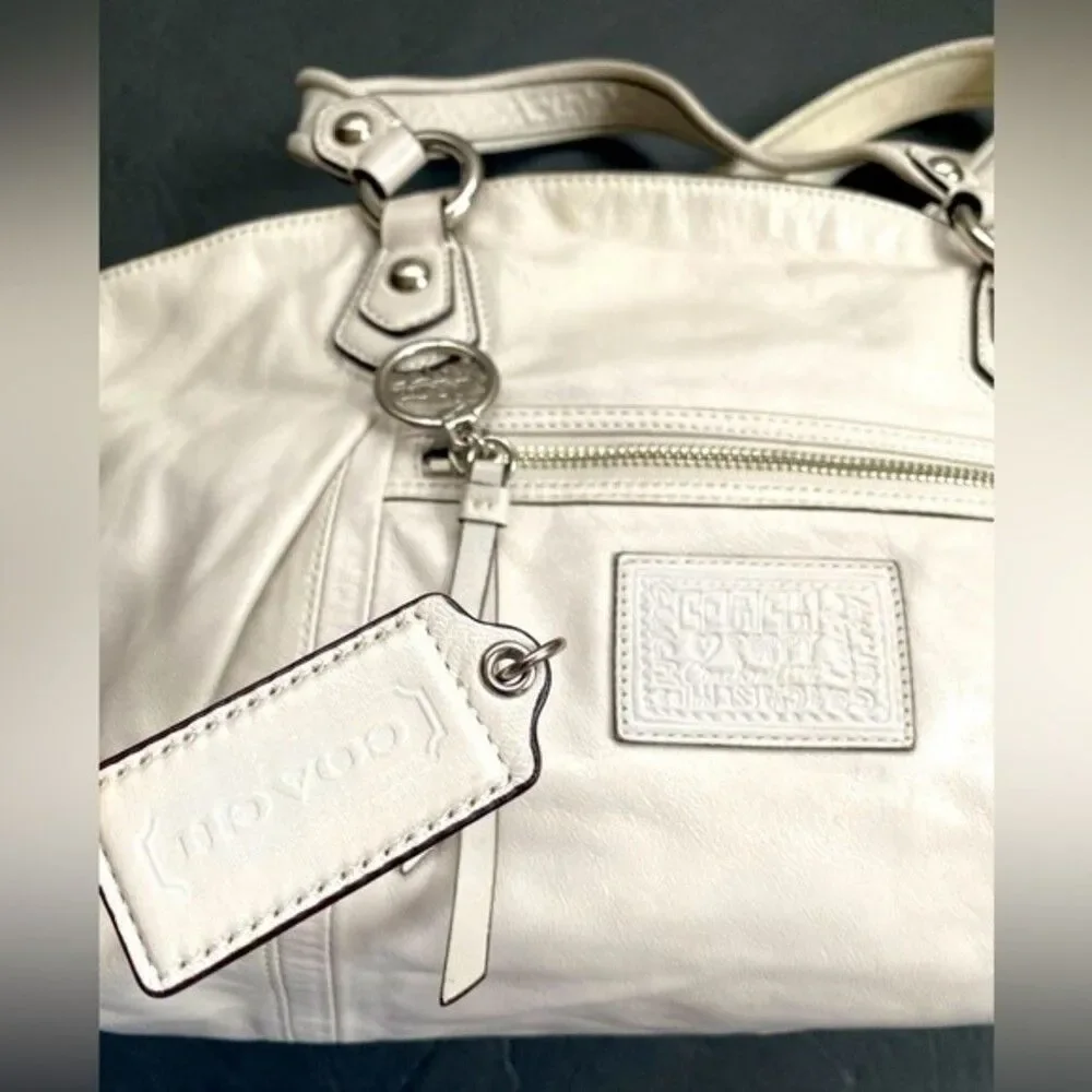 COACH  Legacy Poppy  Leather Rocker Crossbody Double Handles Ivory 16285